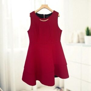 Eloquii Plus Size Red Sleeveless A-Line Dress
